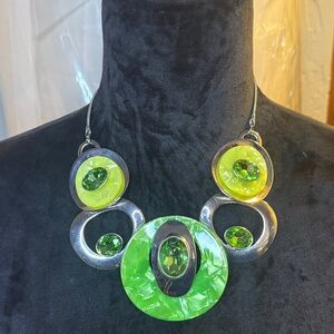 Green and Silver Statement Necklace
